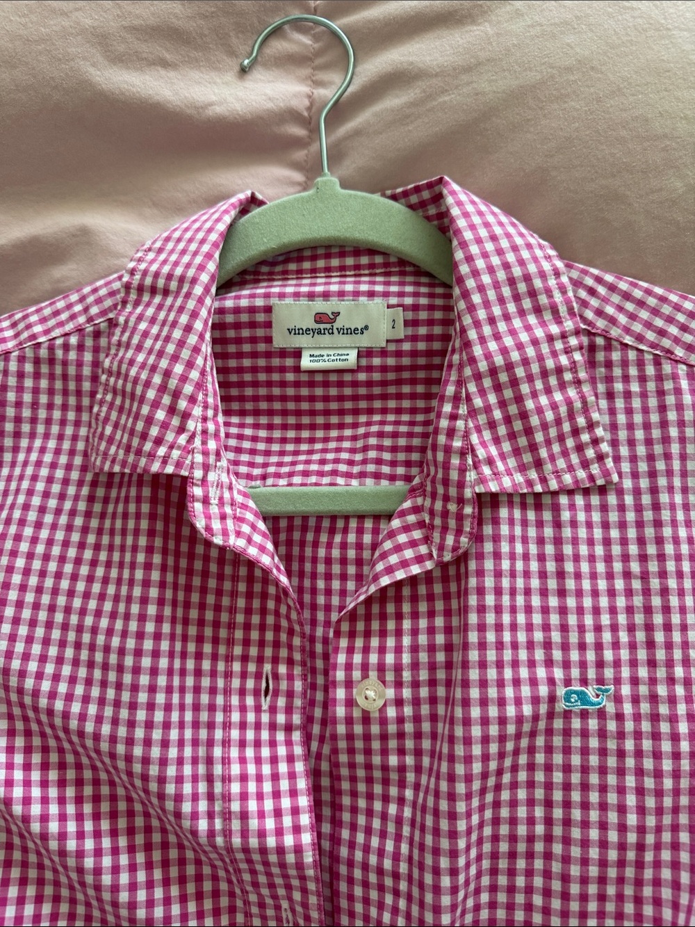 Vineyard Vines Pink Gingham Button-Down Shirt